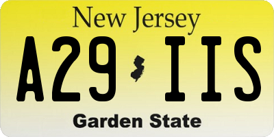 NJ license plate A29IIS