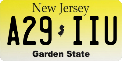 NJ license plate A29IIU
