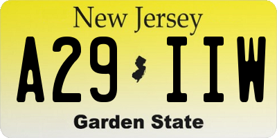 NJ license plate A29IIW