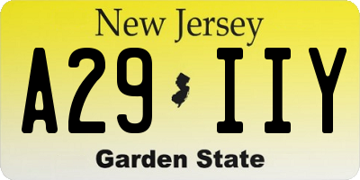NJ license plate A29IIY
