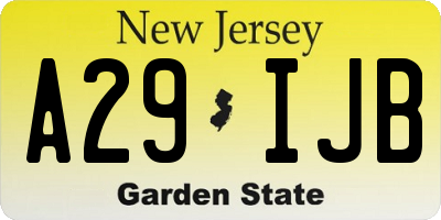 NJ license plate A29IJB