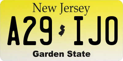 NJ license plate A29IJO