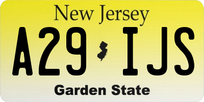 NJ license plate A29IJS