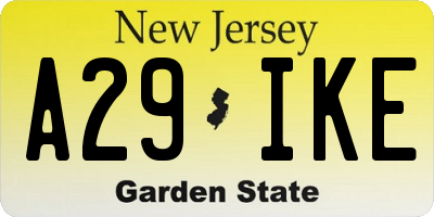 NJ license plate A29IKE