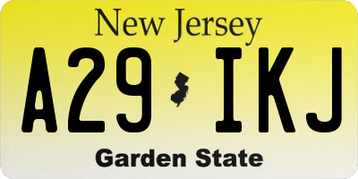 NJ license plate A29IKJ