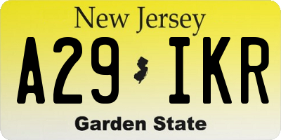 NJ license plate A29IKR