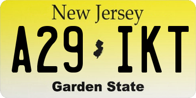 NJ license plate A29IKT