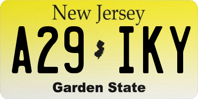 NJ license plate A29IKY