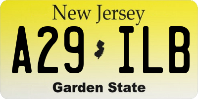 NJ license plate A29ILB