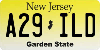 NJ license plate A29ILD