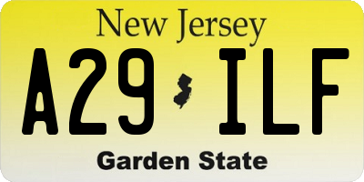 NJ license plate A29ILF