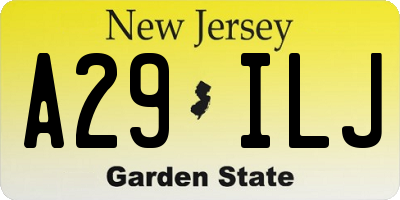 NJ license plate A29ILJ