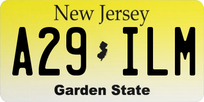 NJ license plate A29ILM