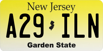 NJ license plate A29ILN