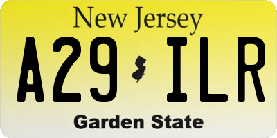 NJ license plate A29ILR