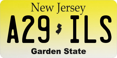 NJ license plate A29ILS