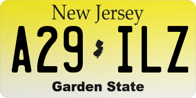 NJ license plate A29ILZ