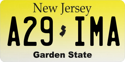 NJ license plate A29IMA