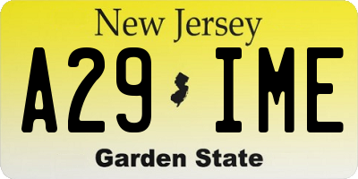 NJ license plate A29IME
