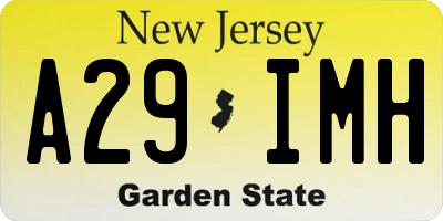 NJ license plate A29IMH