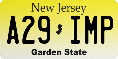 NJ license plate A29IMP