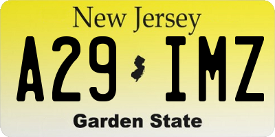 NJ license plate A29IMZ