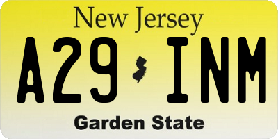 NJ license plate A29INM