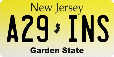 NJ license plate A29INS