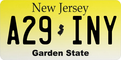 NJ license plate A29INY