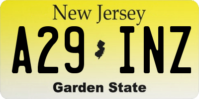 NJ license plate A29INZ