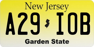 NJ license plate A29IOB