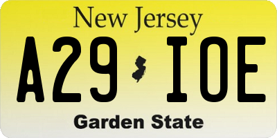 NJ license plate A29IOE