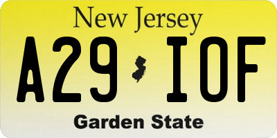 NJ license plate A29IOF