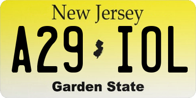 NJ license plate A29IOL