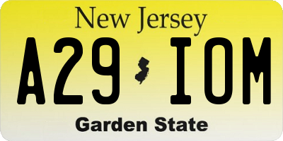 NJ license plate A29IOM