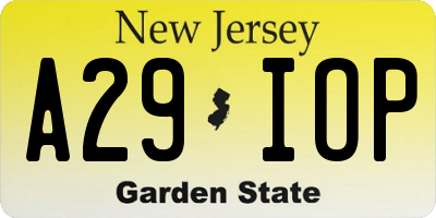 NJ license plate A29IOP