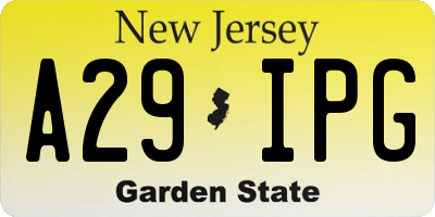 NJ license plate A29IPG