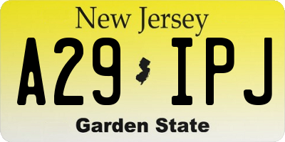 NJ license plate A29IPJ