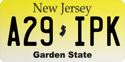 NJ license plate A29IPK