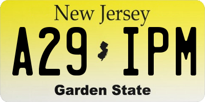 NJ license plate A29IPM