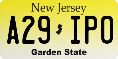 NJ license plate A29IPO
