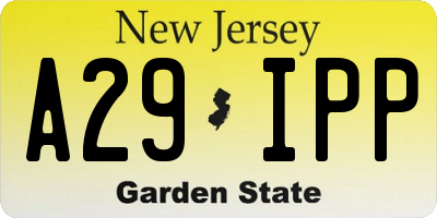 NJ license plate A29IPP