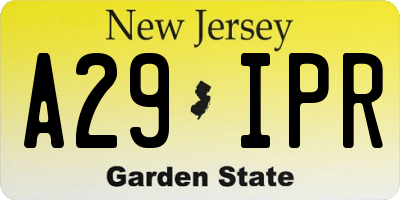 NJ license plate A29IPR