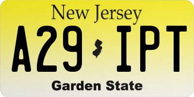 NJ license plate A29IPT
