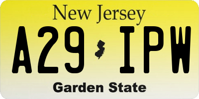 NJ license plate A29IPW