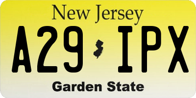 NJ license plate A29IPX