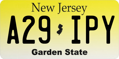 NJ license plate A29IPY