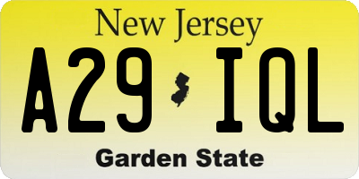 NJ license plate A29IQL