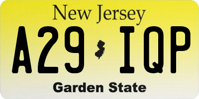 NJ license plate A29IQP