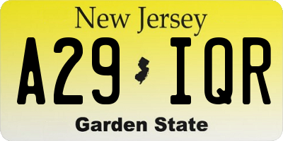 NJ license plate A29IQR